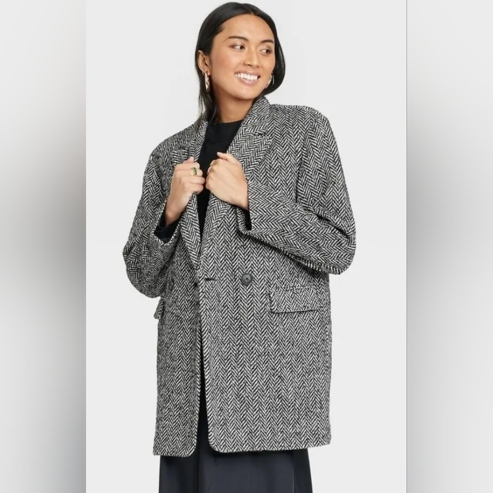 Women's Coat Black White Sz Small
